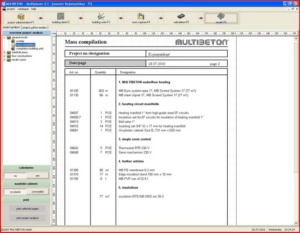 Расчет теплого пола - интерфейс Multiplaner CAD (проектные результаты)
